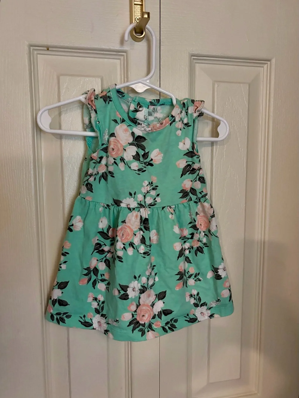 Carters floral Tiffany Blue Green baby doll dress shirt top 6 months girls